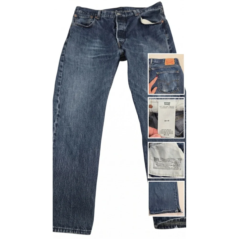 Vintage Levis 501 Jeans 36x32 Made‎ in Mexico Straight Leg Blue Button Fly Denim